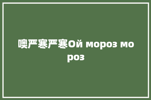 噢严寒严寒Ой мороз мороз