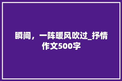 瞬间，一阵暖风吹过_抒情作文500字