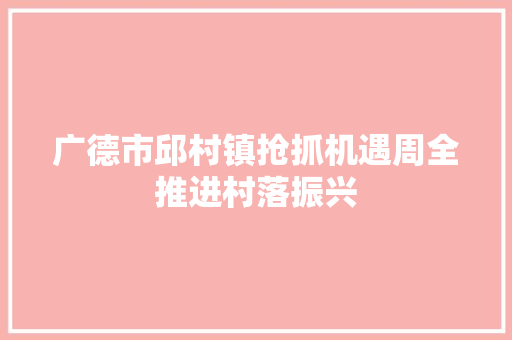广德市邱村镇抢抓机遇周全推进村落振兴