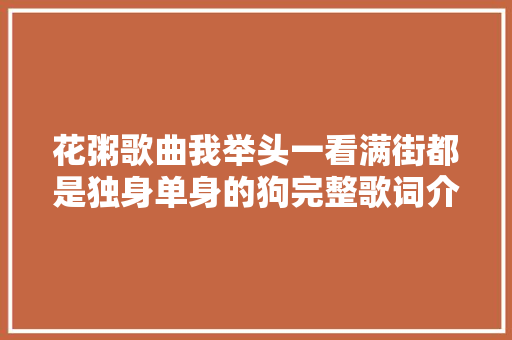 花粥歌曲我举头一看满街都是独身单身的狗完整歌词介绍