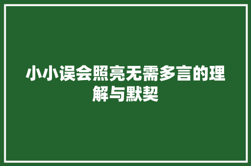 小小误会照亮无需多言的理解与默契