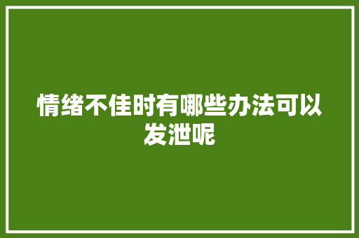 情绪不佳时有哪些办法可以发泄呢