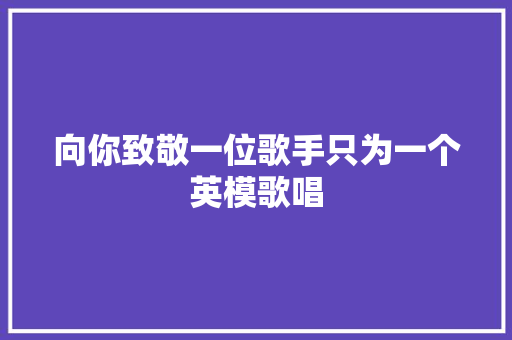 向你致敬一位歌手只为一个英模歌唱