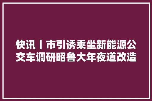 快讯丨市引诱乘坐新能源公交车调研昭鲁大年夜道改造提升情况