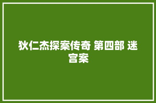 狄仁杰探案传奇 第四部 迷宫案