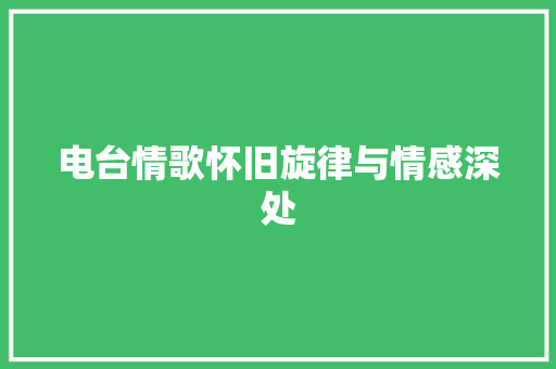电台情歌怀旧旋律与情感深处