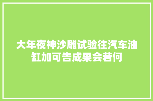 大年夜神沙雕试验往汽车油缸加可告成果会若何