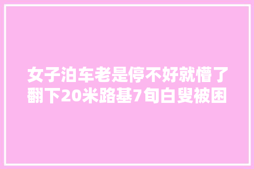 女子泊车老是停不好就懵了翻下20米路基7旬白叟被困