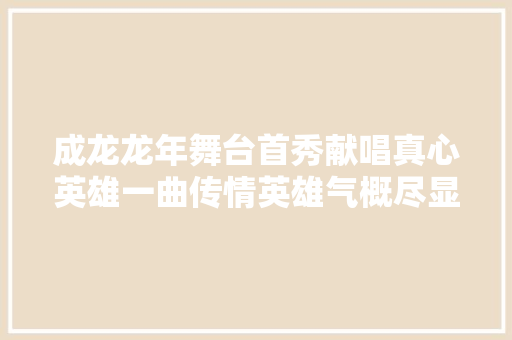 成龙龙年舞台首秀献唱真心英雄一曲传情英雄气概尽显