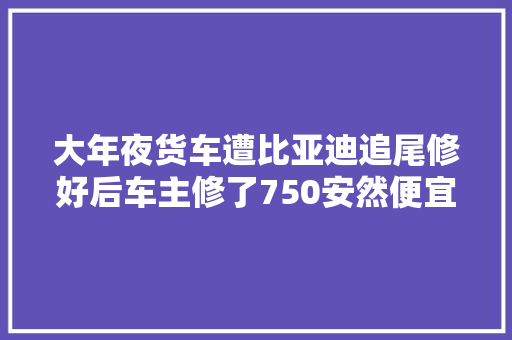 大年夜货车遭比亚迪追尾修好后车主修了750安然便宜代步最好