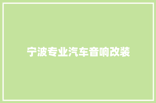 宁波专业汽车音响改装