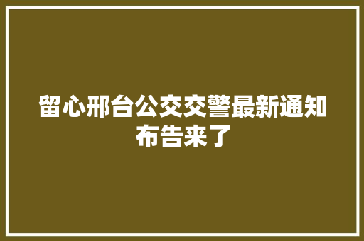 留心邢台公交交警最新通知布告来了