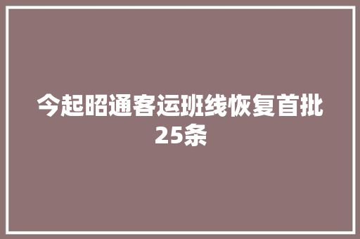 今起昭通客运班线恢复首批25条