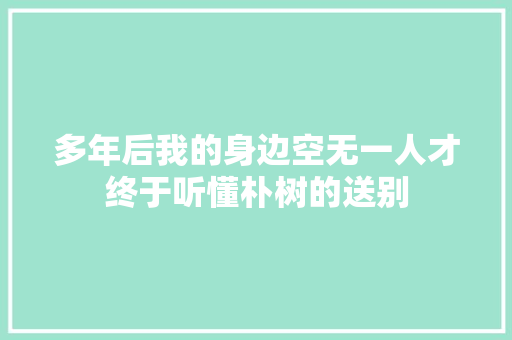 多年后我的身边空无一人才终于听懂朴树的送别