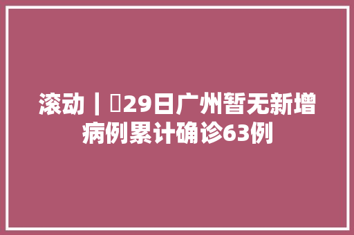滚动｜​29日广州暂无新增病例累计确诊63例