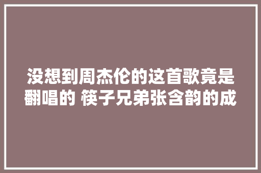 没想到周杰伦的这首歌竟是翻唱的 筷子兄弟张含韵的成名作也都是