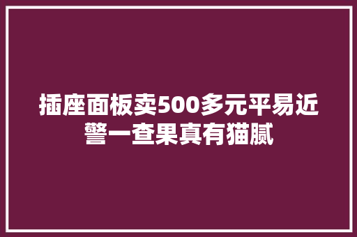 插座面板卖500多元平易近警一查果真有猫腻