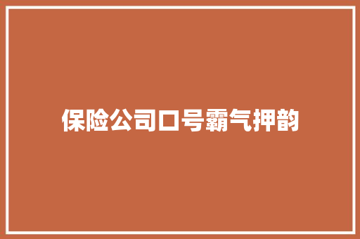 保险公司口号霸气押韵