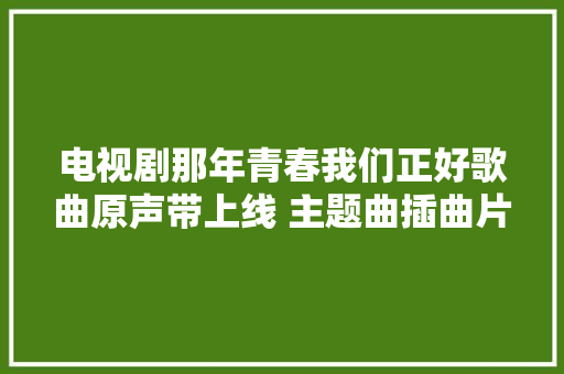 电视剧那年青春我们正好歌曲原声带上线 主题曲插曲片头片尾曲歌词