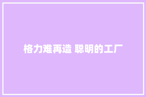 格力难再造 聪明的工厂