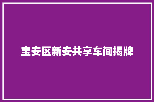 宝安区新安共享车间揭牌