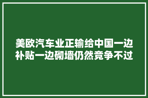 美欧汽车业正输给中国一边补贴一边砌墙仍然竞争不过