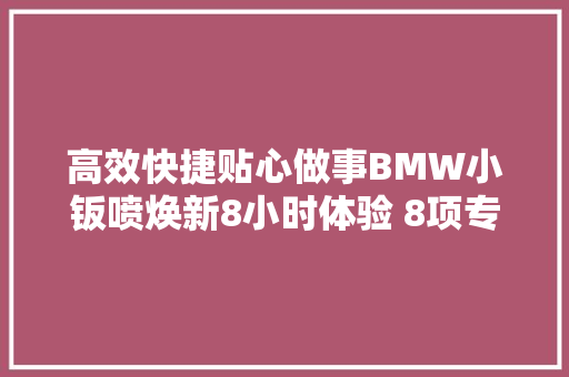 高效快捷贴心做事BMW小钣喷焕新8小时体验 8项专属承诺