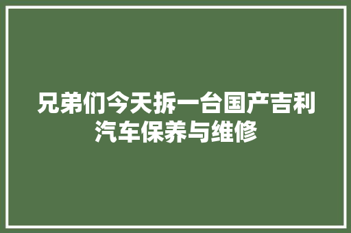 兄弟们今天拆一台国产吉利汽车保养与维修