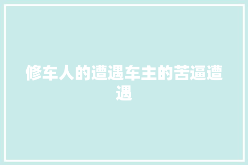 修车人的遭遇车主的苦逼遭遇