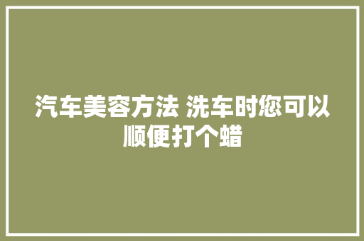 汽车美容方法 洗车时您可以顺便打个蜡
