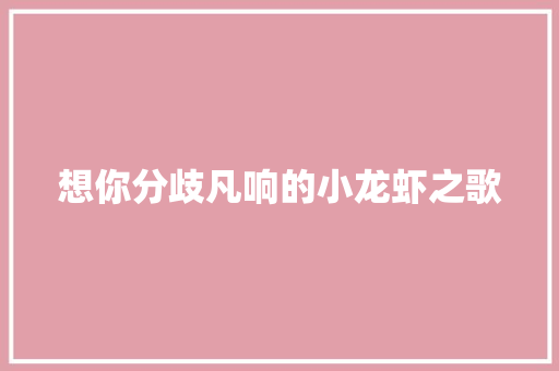 想你分歧凡响的小龙虾之歌
