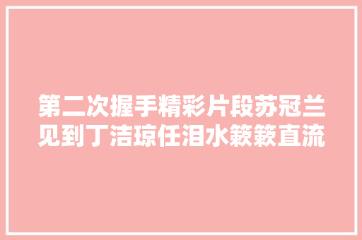 第二次握手精彩片段苏冠兰见到丁洁琼任泪水簌簌直流