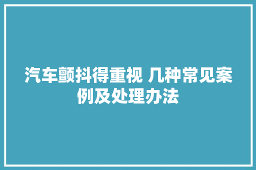 汽车颤抖得重视 几种常见案例及处理办法