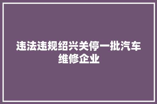 违法违规绍兴关停一批汽车维修企业