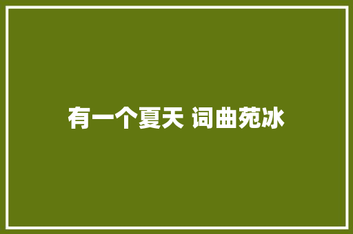 有一个夏天 词曲苑冰