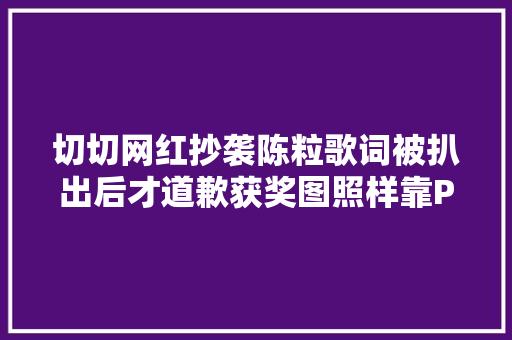 切切网红抄袭陈粒歌词被扒出后才道歉获奖图照样靠P的