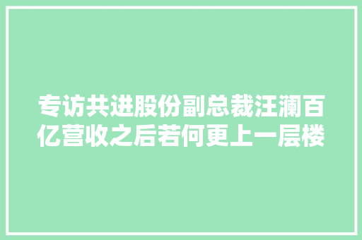 专访共进股份副总裁汪澜百亿营收之后若何更上一层楼拓展汽车电子正当时
