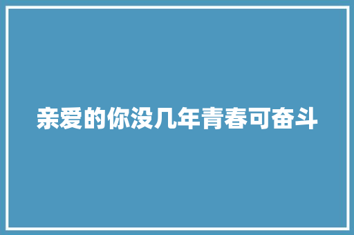 亲爱的你没几年青春可奋斗