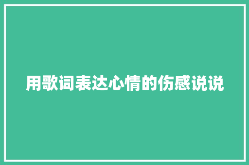 用歌词表达心情的伤感说说