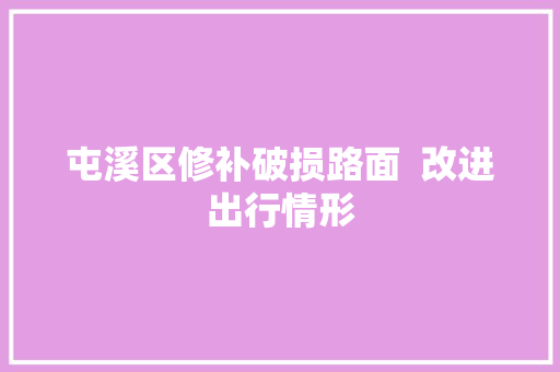 屯溪区修补破损路面  改进出行情形