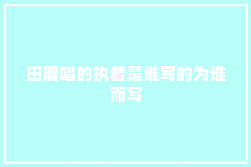 田震唱的执着是谁写的为谁而写