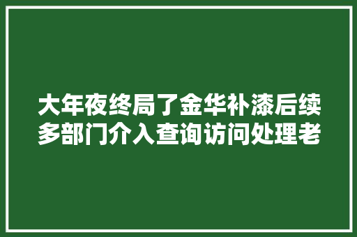 大年夜终局了金华补漆后续多部门介入查询访问处理老板泄露更多内幕