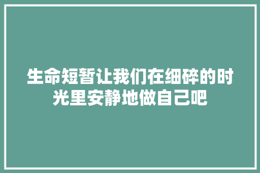 生命短暂让我们在细碎的时光里安静地做自己吧