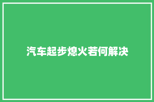 汽车起步熄火若何解决