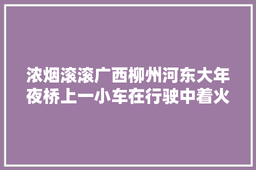 浓烟滚滚广西柳州河东大年夜桥上一小车在行驶中着火司机称车刚从车市购买回来