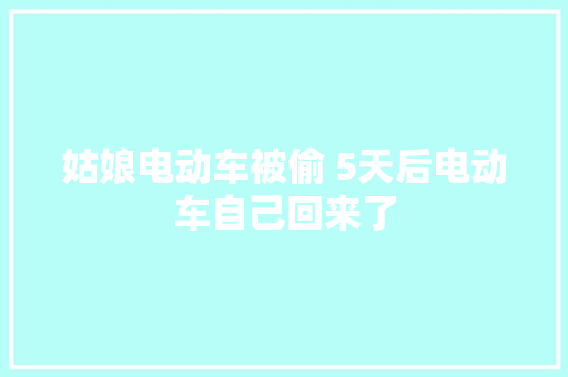 姑娘电动车被偷 5天后电动车自己回来了