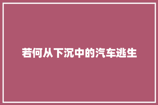 若何从下沉中的汽车逃生