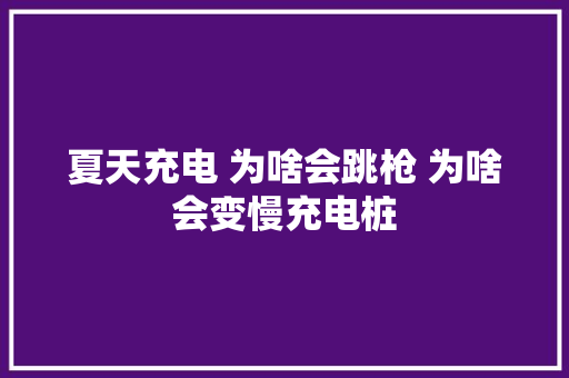 夏天充电 为啥会跳枪 为啥会变慢充电桩