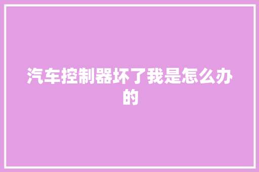 汽车控制器坏了我是怎么办的