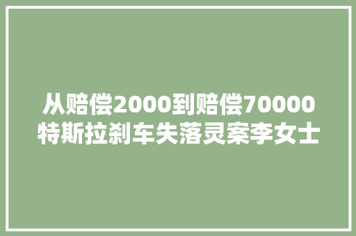 从赔偿2000到赔偿70000特斯拉刹车失落灵案李女士败诉